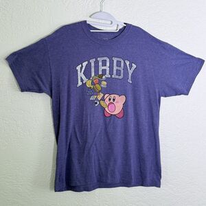 Kirby Men's Graphic Short Sleeve T-Shirt Nintendo Purple Heather Large (42-44)